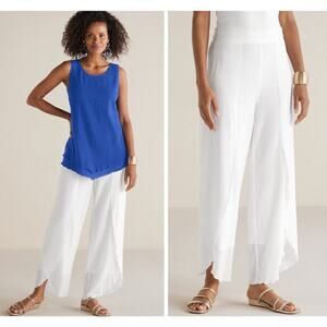 NWT Soft Surroundings Size 2X Icon Wisteria Siesta Key Gauze Pants White Pull On